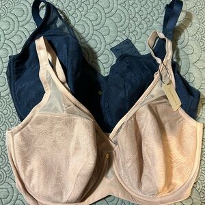 Understance 44J Lace Full Coverage Bra with underwire in Desert Rose and Navy